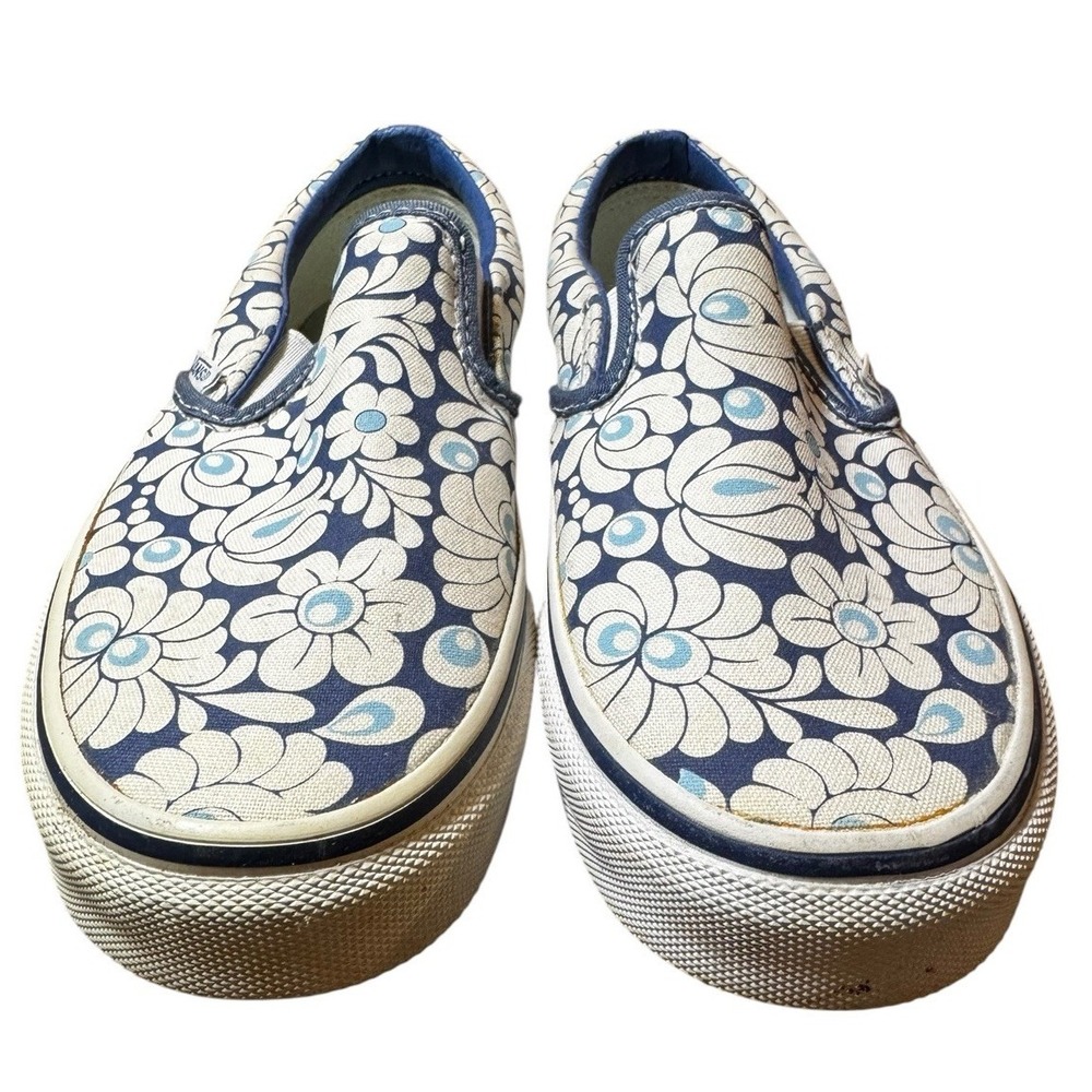 Vans Classic‎ Slip On Floral Blue White Canvas Men 6 Women 7.5